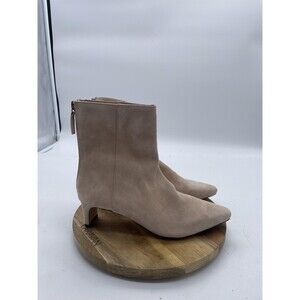 J.Crew Stevie Boots Women 6 Beige Suede Ankle Zip Pointed Toe Kitten Heel Bootie
